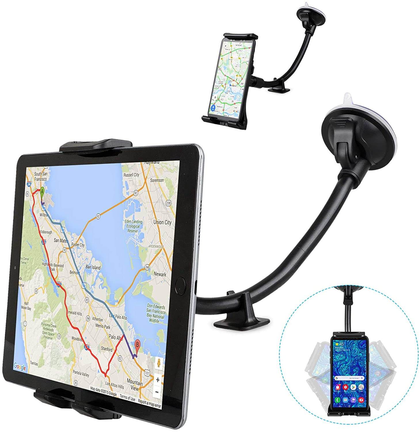 PEMOTech Soporte Para Tablet En El Coche – Ajustable Y Seguro Para Pantallas De Hasta 12.9"
